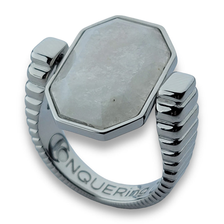 Silver ViaDeco™ Octangle™ Crystal Fidget Ring