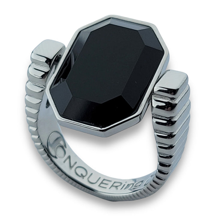 Silver ViaDeco™ Octangle™ Crystal Fidget Ring