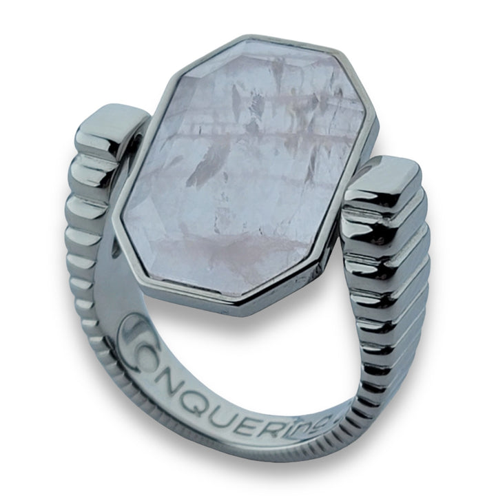 Silver ViaDeco™ Octangle™ Crystal Fidget Ring