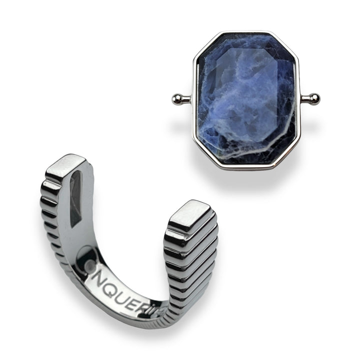 Silver ViaDeco™ Octangle™ Crystal Fidget Ring