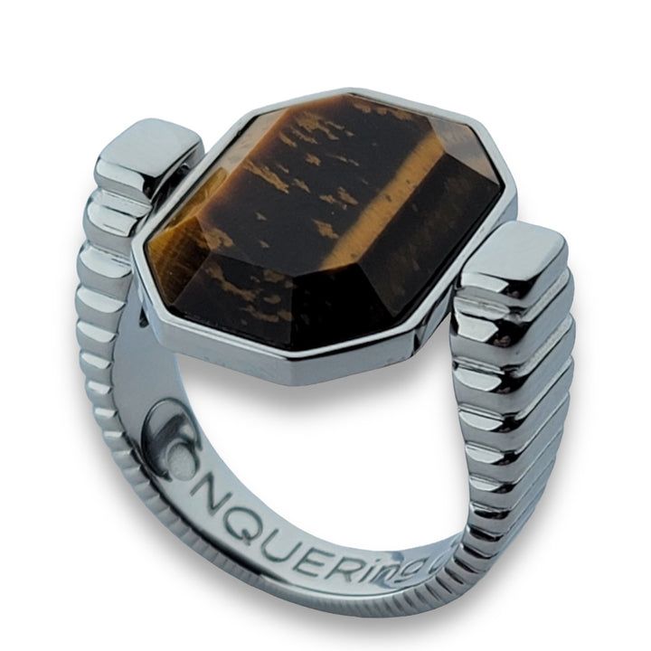 Silver ViaDeco™ Octangle™ Crystal Fidget Ring