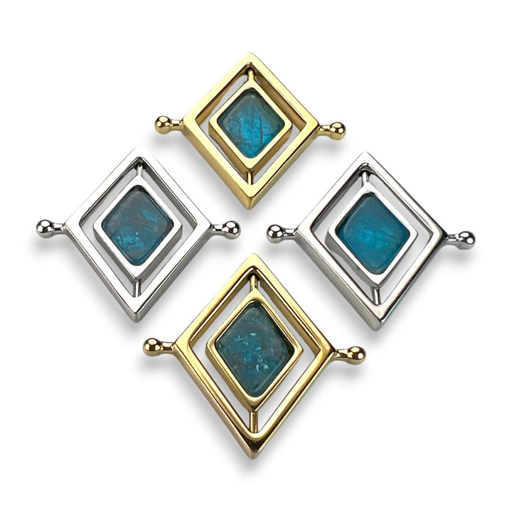 Blue Apatite Diamond HaloSpin™ Crystal Element