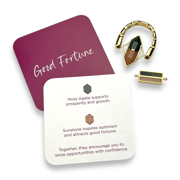 Good Fortune SoulStack™ 2 Element CrownCut™ Fidget Ring Set