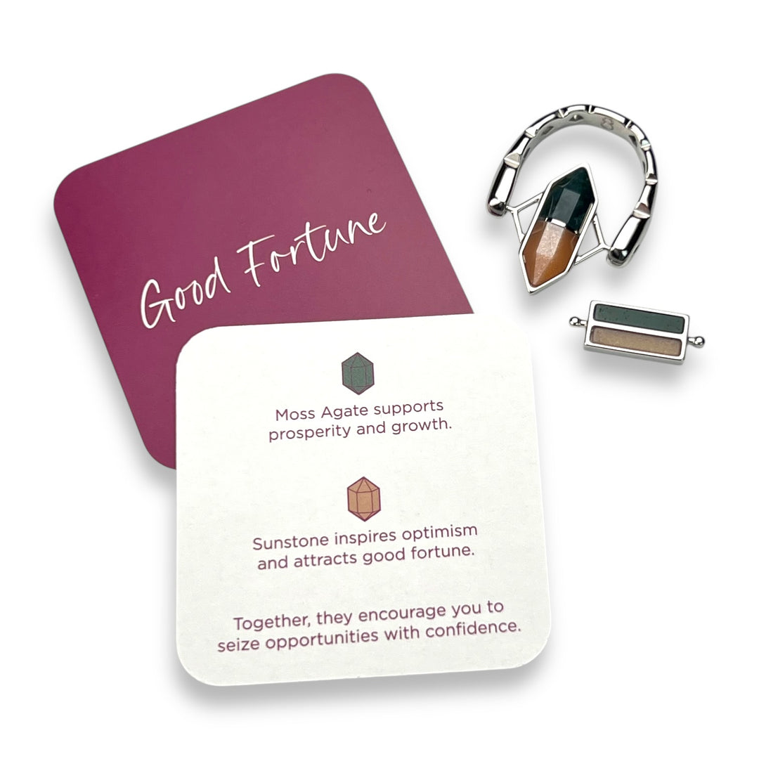 Good Fortune SoulStack™ 2 Element CrownCut™ Fidget Ring Set