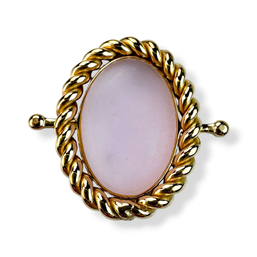 Pink Sea Glass Rope Bezel Oval Element