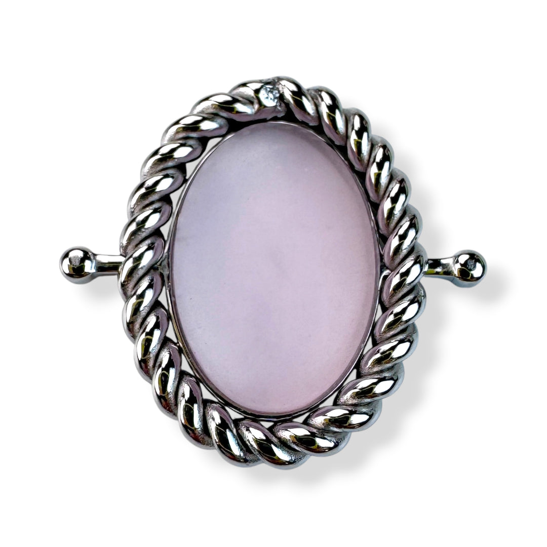 Pink Sea Glass Rope Bezel Oval Element
