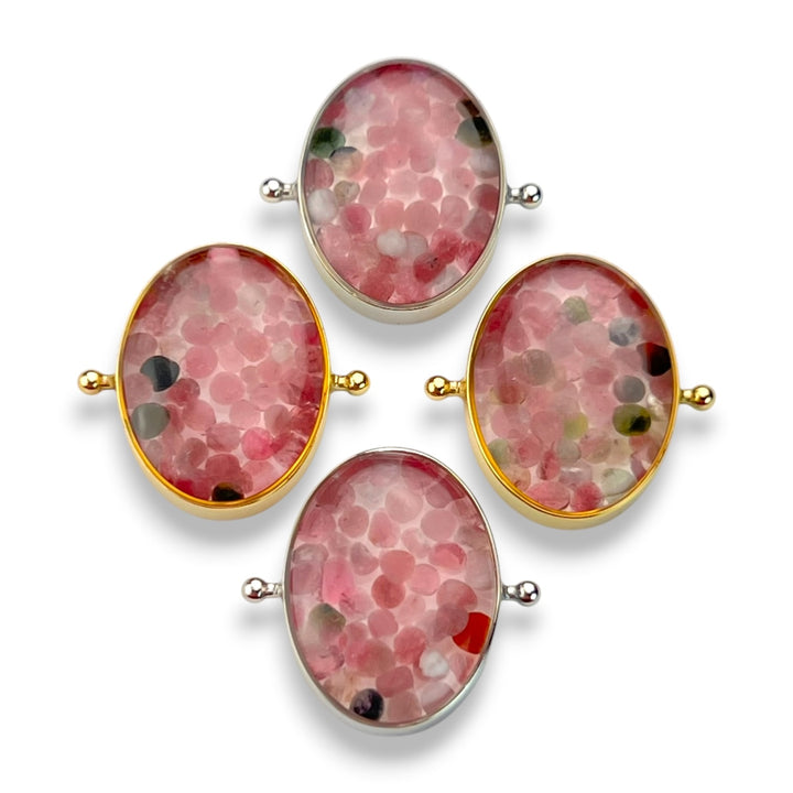 Pink Tourmaline Oval Crystal Confetti Encapture™ Element