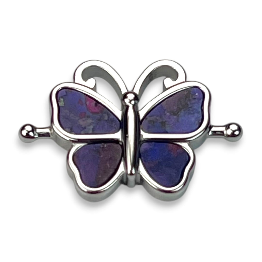 Purple Petunias Mosaic Stone Butterfly Element