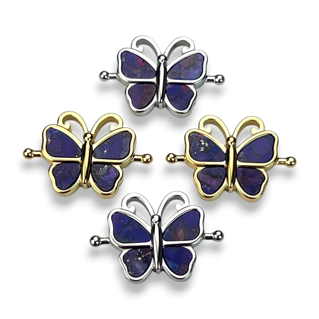 Purple Petunias Mosaic Stone Butterfly Element
