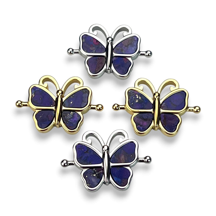 Purple Petunias Mosaic Stone Butterfly Element