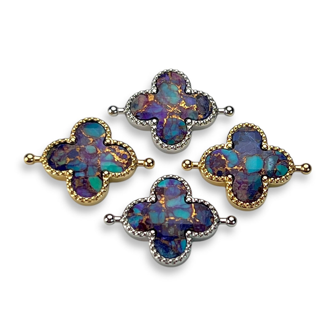 "Sea Under Purple Skies" Mosaic Stone Quatrefoil Element