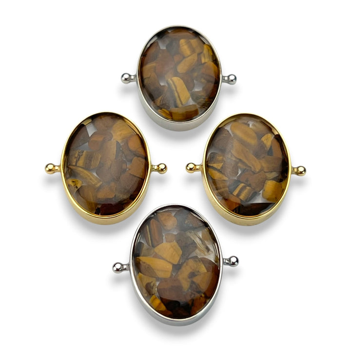 Tiger's Eye Oval Crystal Confetti Encapture™ Element