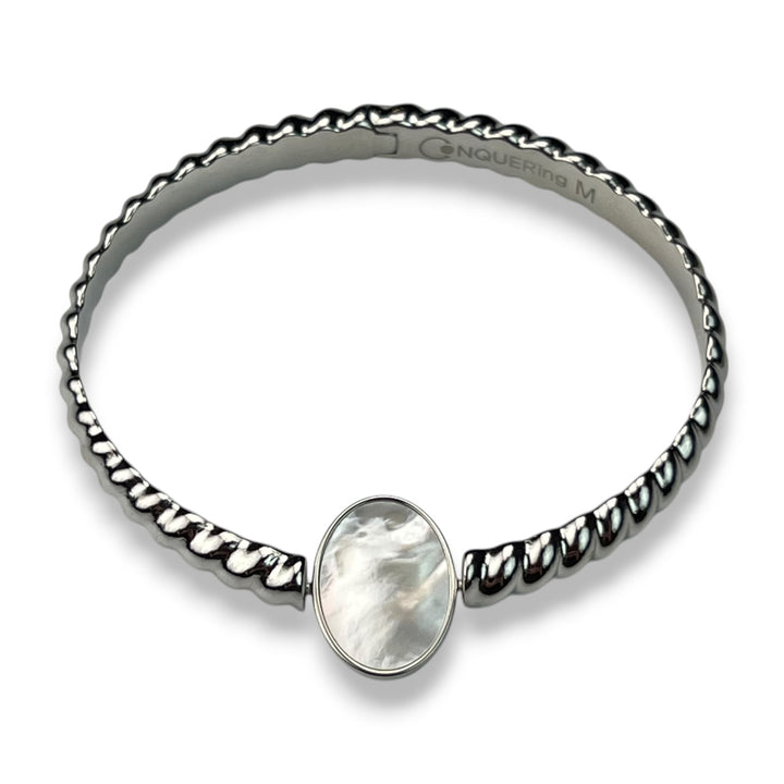 Willow Twist Bangle with Mother of Pearl Oval
