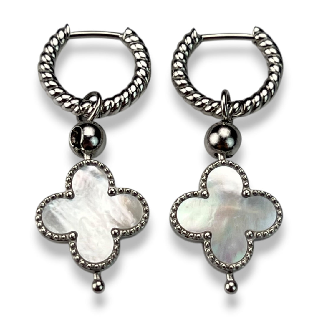 Willow Twist Earrings with Mother of Pearl Quatrefoil
