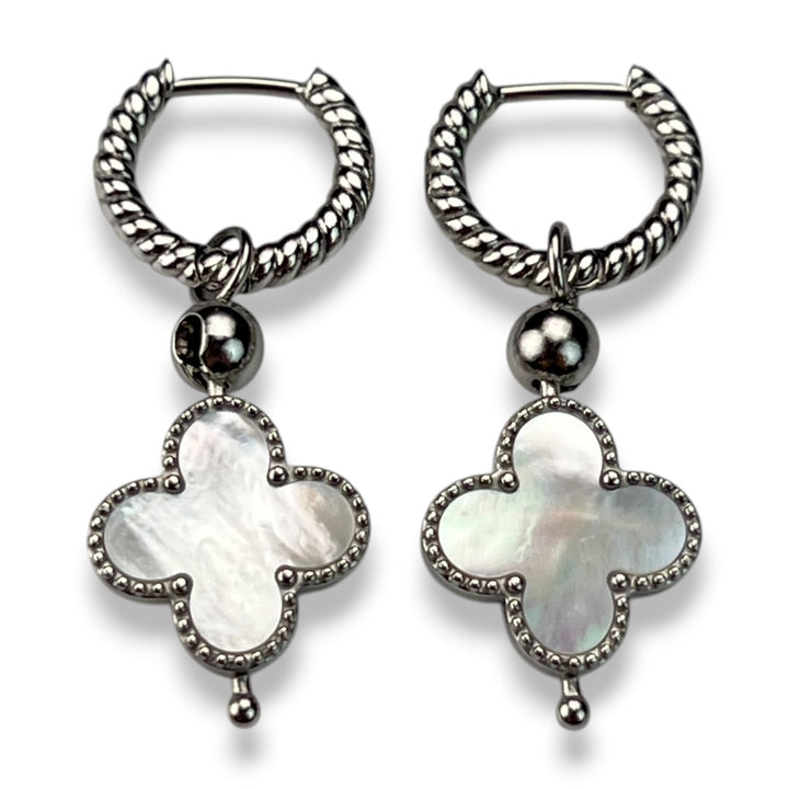 Willow Twist Earrings with Mother of Pearl Quatrefoil