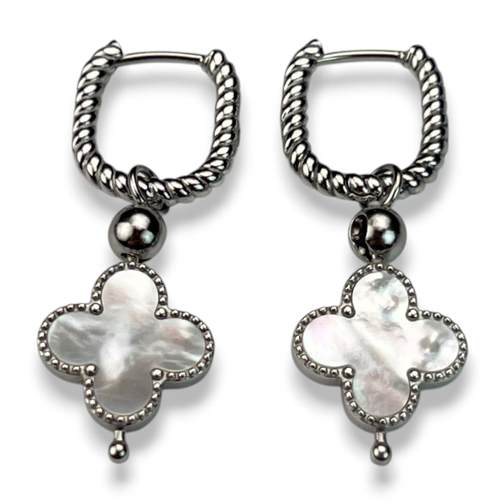 Willow Twist Earrings with Mother of Pearl Quatrefoil