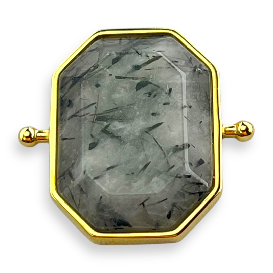 Tourmalinated Quartz Octangle Crystal Element