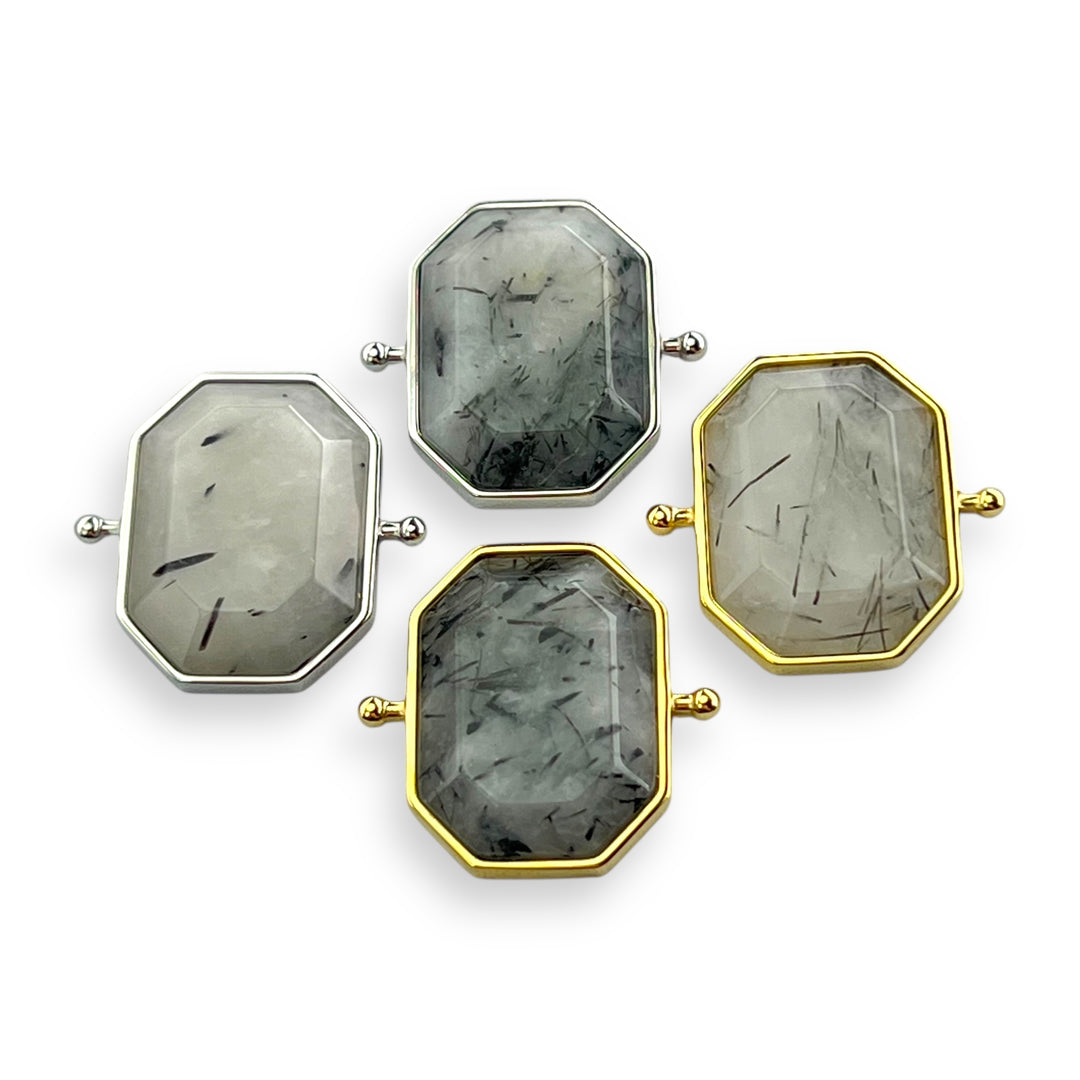 Tourmalinated Quartz Octangle Crystal Element