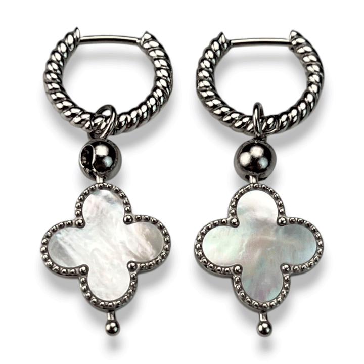 Willow Twist Earrings with Mother of Pearl Quatrefoil