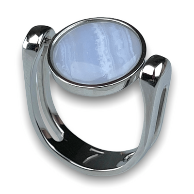 Blue Lace Agate Crystal Fidget Ring