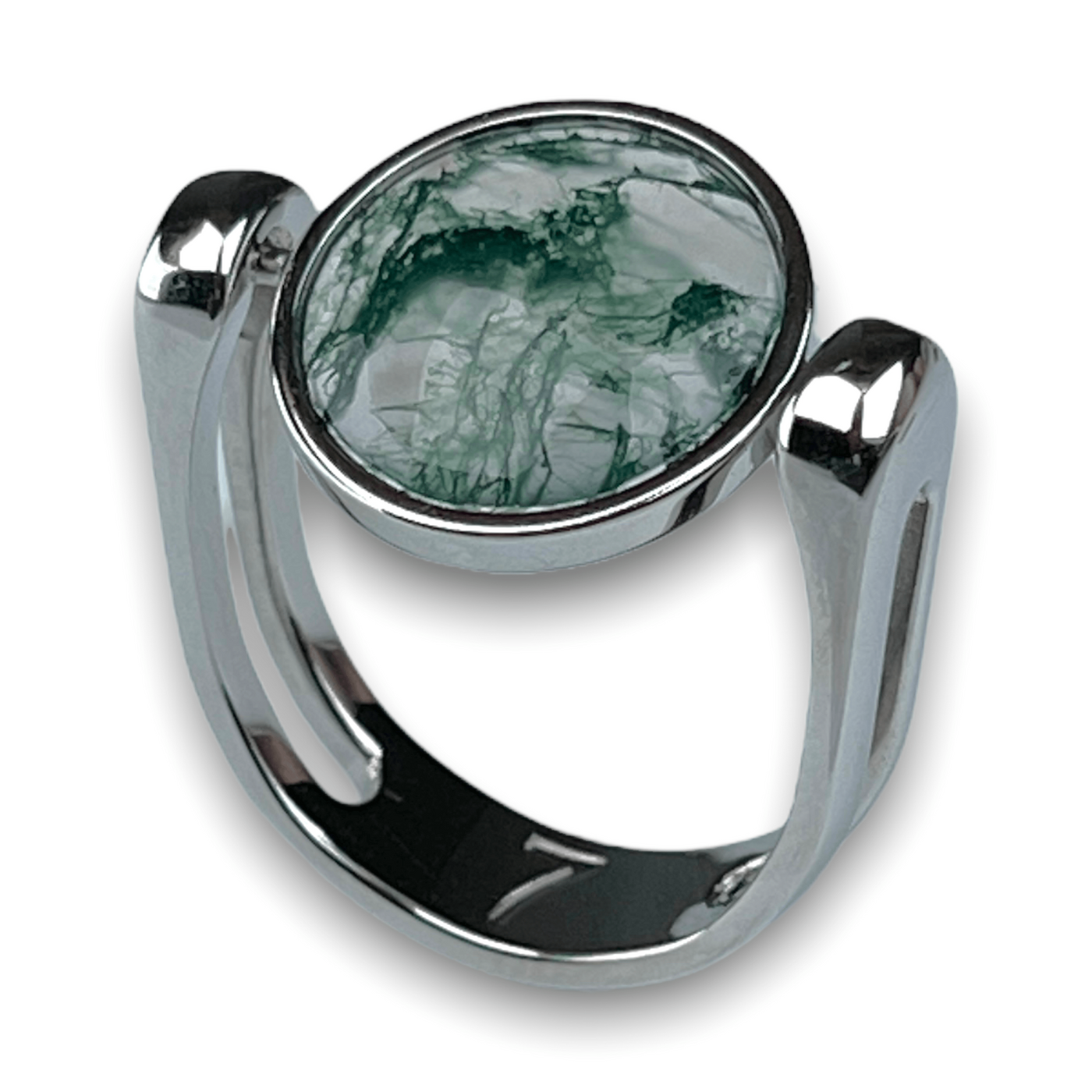 Moss Agate Crystal Fidget Ring