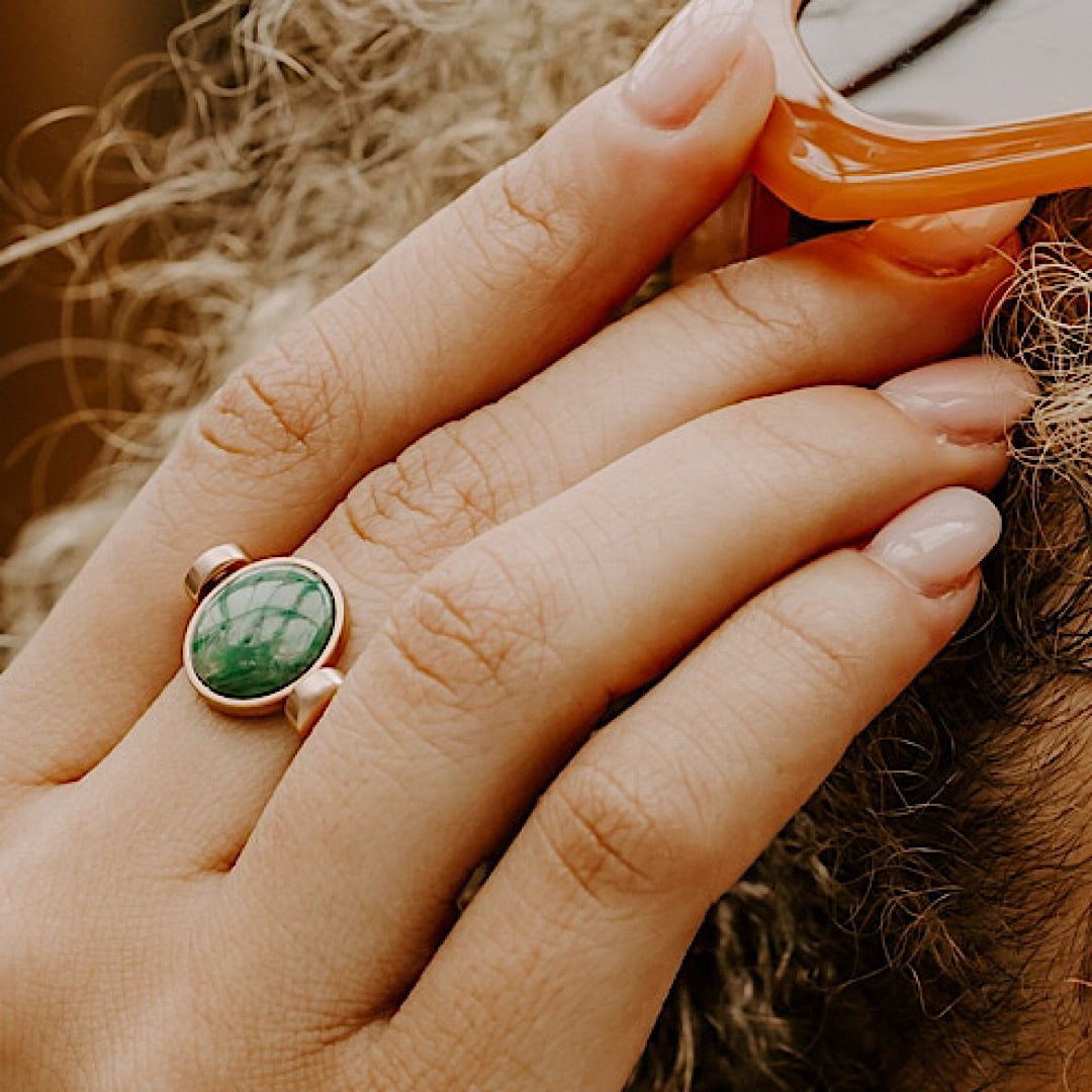 African Jade Crystal Fidget Ring