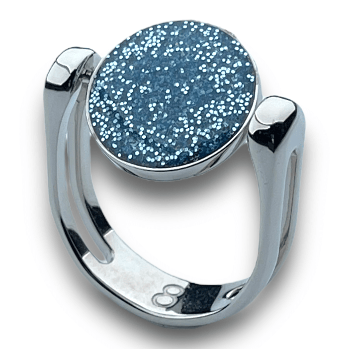Silver Circle-Shaped Glitter Fidget Ring