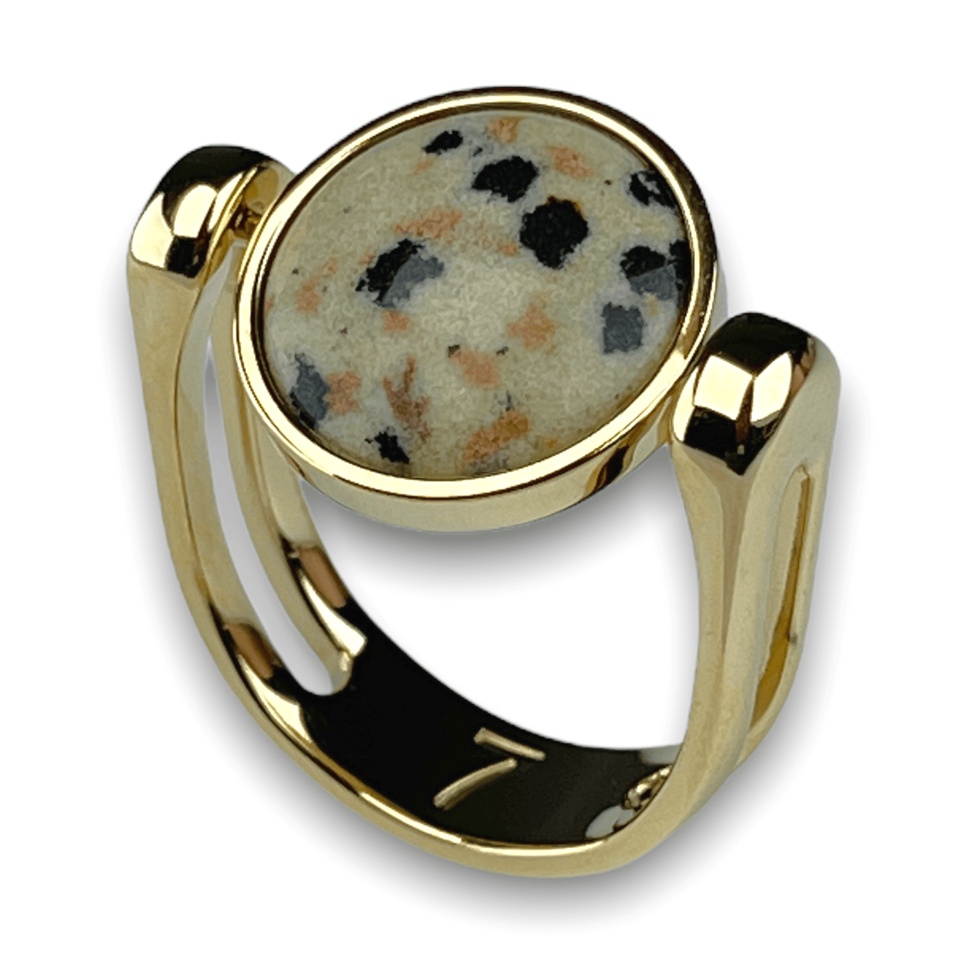 Dalmatian Jasper Crystal Fidget Ring