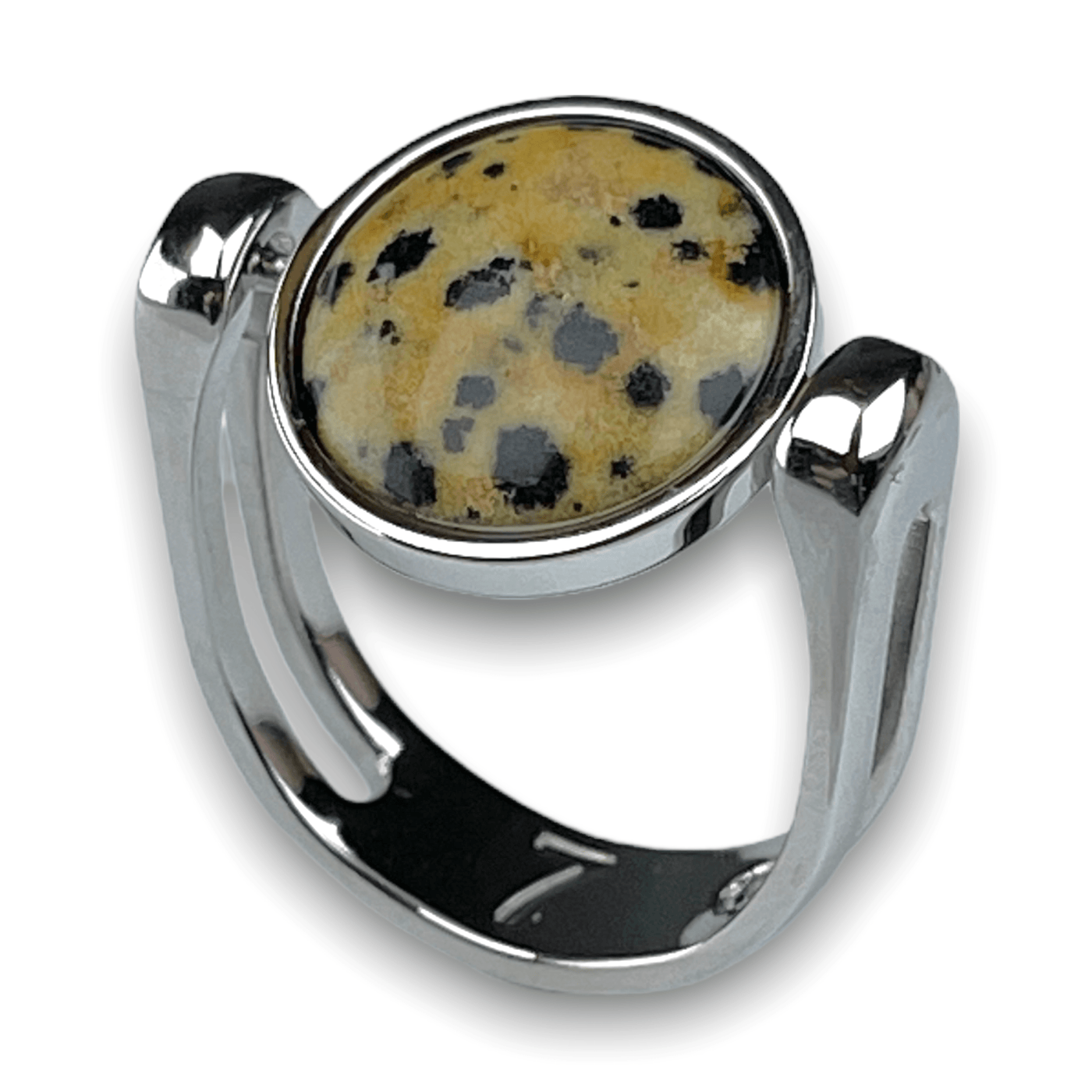 Dalmatian Jasper Crystal Fidget Ring