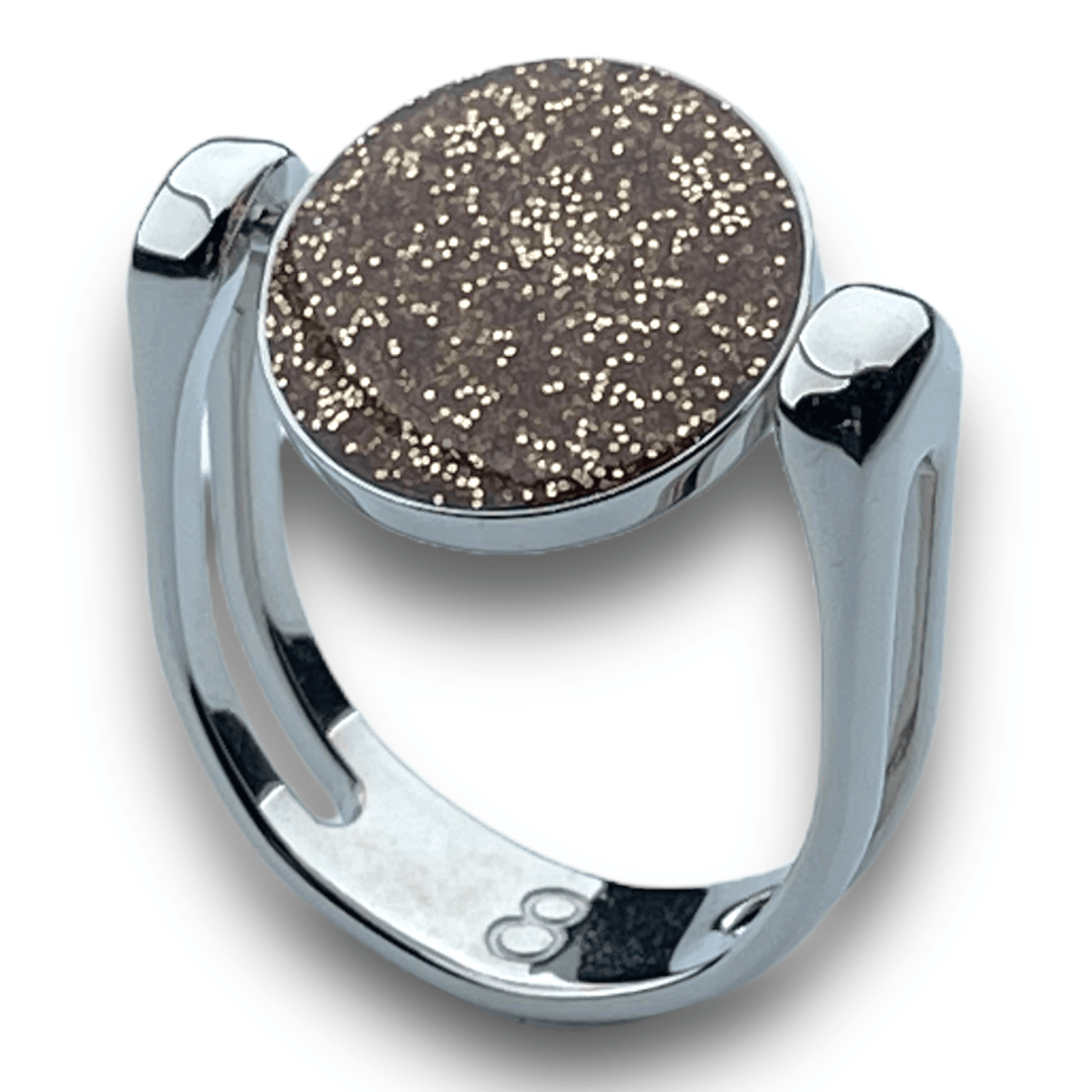 Silver Circle-Shaped Glitter Fidget Ring