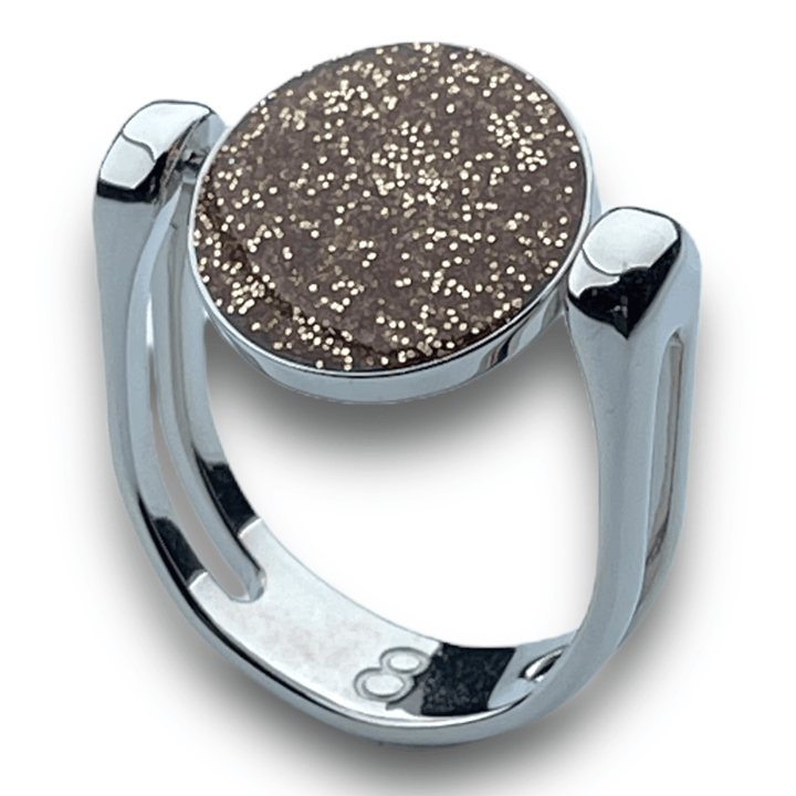 Silver Circle-Shaped Glitter Fidget Ring