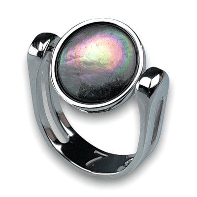 Gray Shell Crystal Fidget Ring