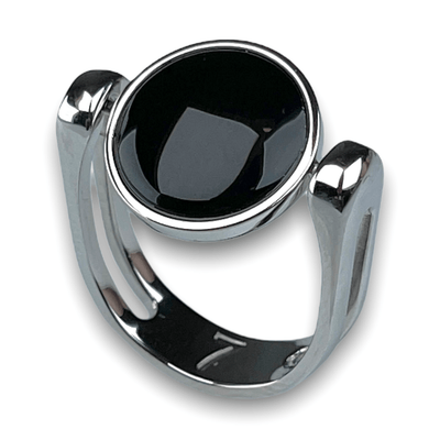 Onyx Crystal Click n Spin Fidget Ring for Anxiety