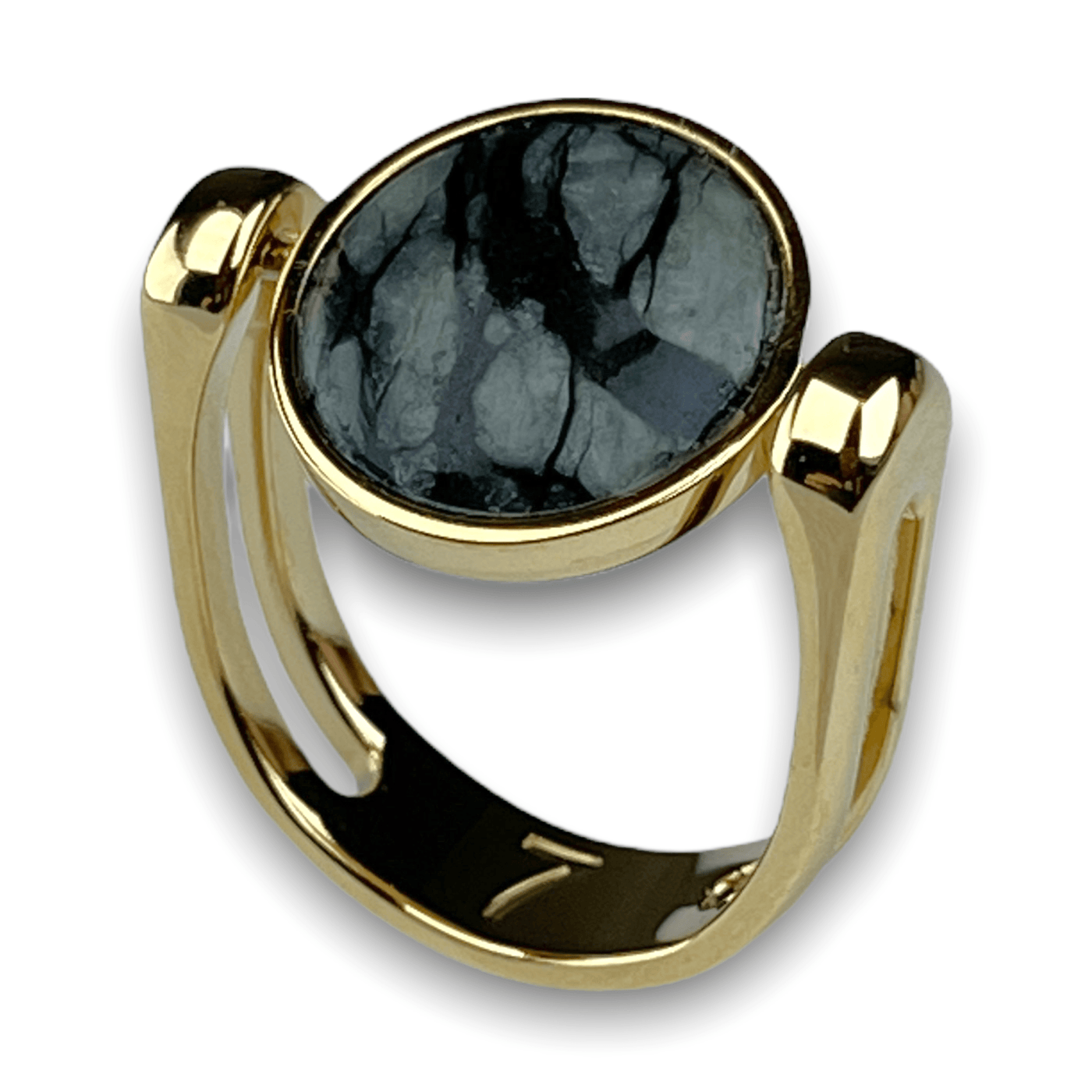 Black Picasso Crystal Fidget Ring
