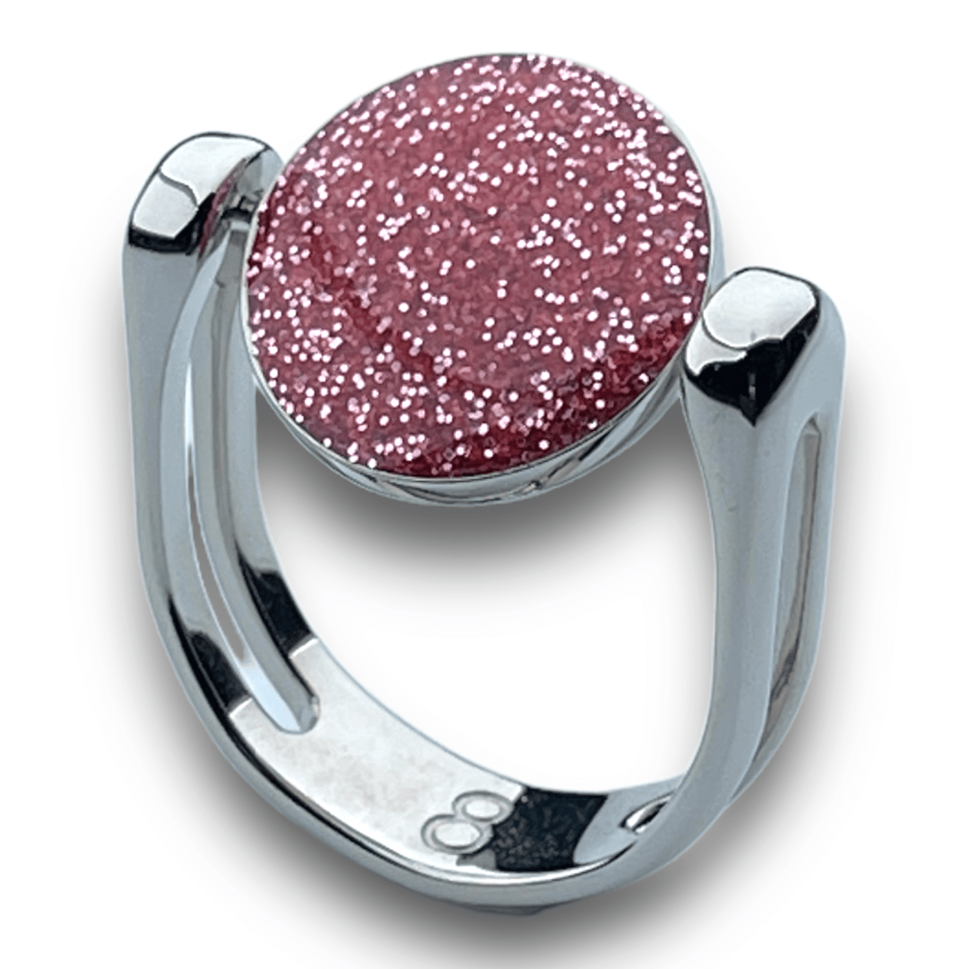 Silver Circle-Shaped Glitter Fidget Ring