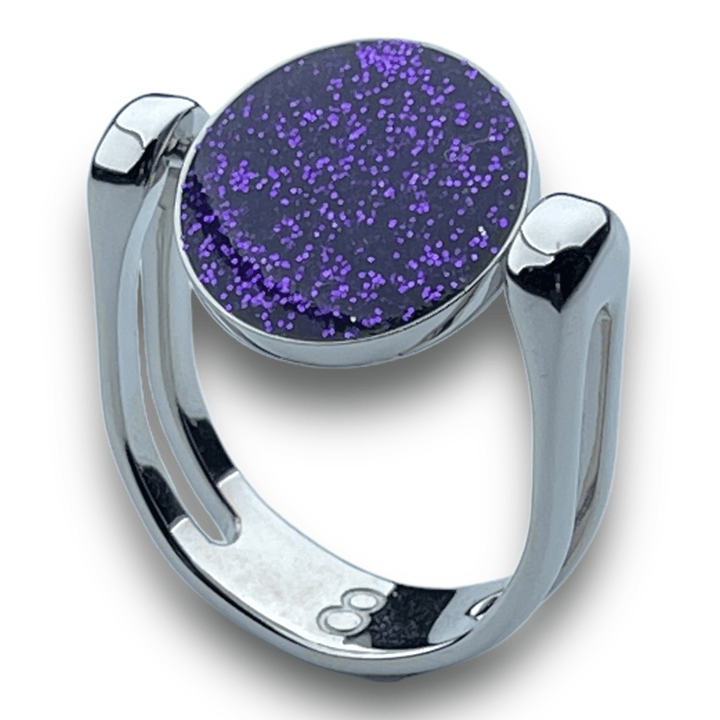 Silver Circle-Shaped Glitter Fidget Ring