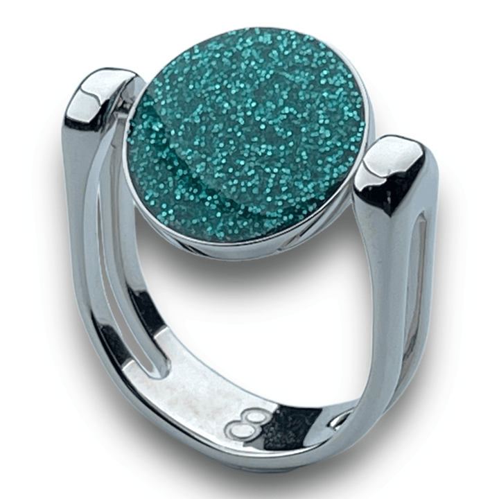 Silver Circle-Shaped Glitter Fidget Ring